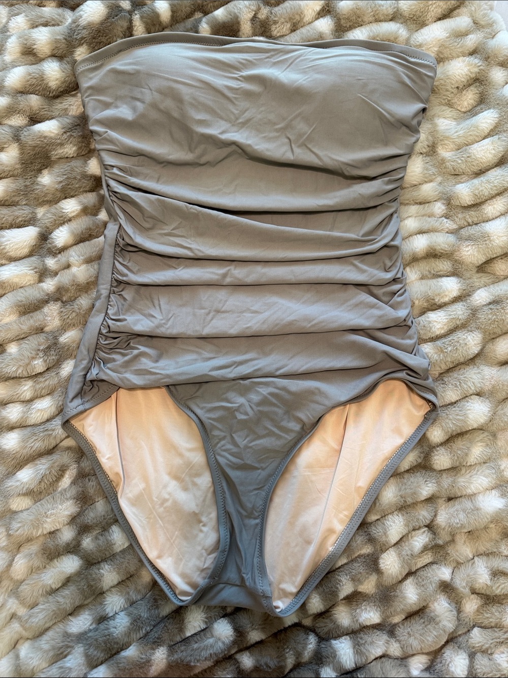 J. Crew Strapless Neutral One-Piece Swimsuit in Beige